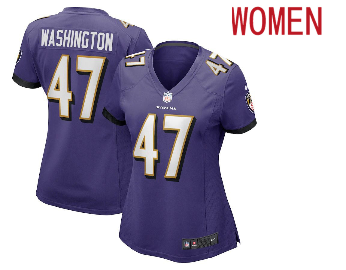 Women Baltimore Ravens #47 Ar Darius Washington Nike Purple Game NFL Jersey